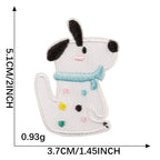 white pup with colorful dots and blue scarf birthday party embroidered stick-on patch