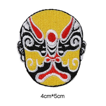 azure courage Peking Opera face mask embroidered stick-on patch