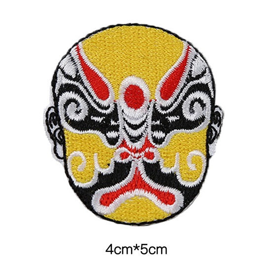 azure courage Peking Opera face mask embroidered stick-on patch