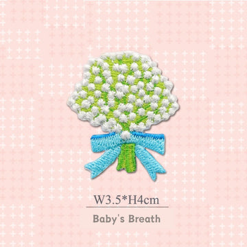 baby's breath wreath embroidered stick-on patch