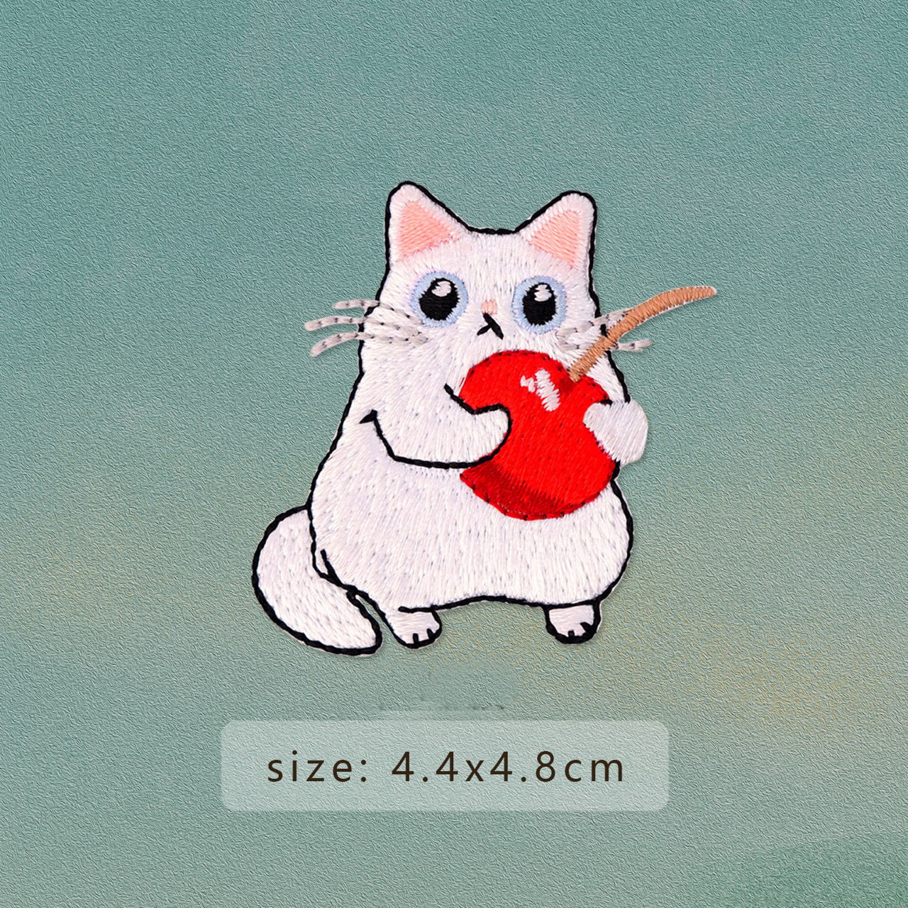 sweet tooth cat with giant cherry embroidered stick-on patch