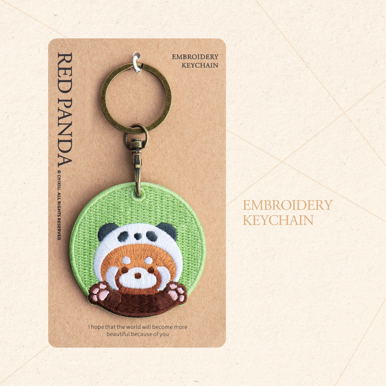 Lovely Double-Sided Embroidered Red Panda Charms
