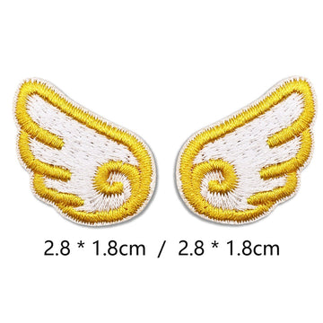 golden radiant mini angel wings embroidered stick-on patch