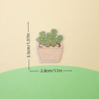 beige pot clustered succulent embroidered stick-on patch — multiple small rosettes
