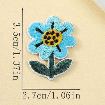 spotted blue bloom googly eyes embroidered stick-on patch