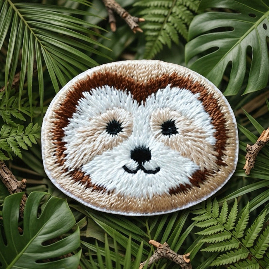 smiling cozy sloth cute woodland forest embroidered stick-on patch poster