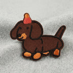 chocolate birthday boy dachshund birthday party embroidered stick-on patch