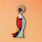 moon-halo goddess ancient chinese hanfu embroidered stick-on patch poster