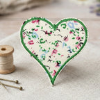 meadow green vintage ditsy floral heart embroidered stick-on patch poster