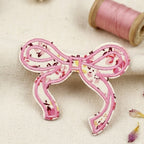 cottagecore pink vintage ditsy floral bow embroidered stick-on patch poster