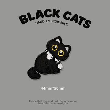 Scarf-Wearing Black Cat Patches (Stick-On) - CheerCove
