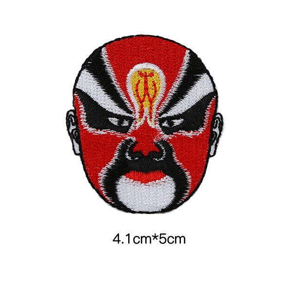 midnight authority Peking Opera face mask embroidered stick-on patch