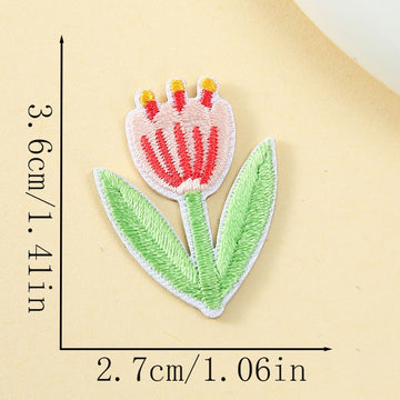 nervous pastel tulip googly eyes embroidered stick-on patch