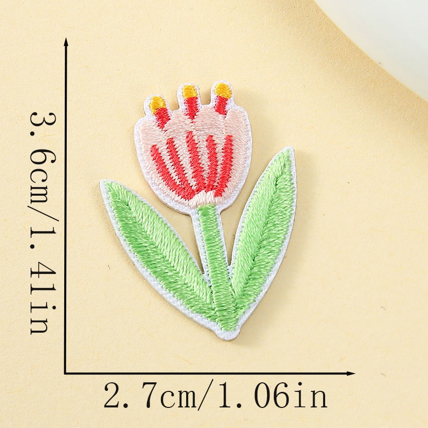 nervous pastel tulip googly eyes embroidered stick-on patch
