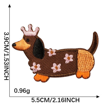 Crowned Wiener Dog Embroidered Patches - Multiple Designs Available - CheerCove