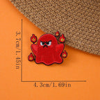 angry red fire ghost halloween embroidered stick-on patch