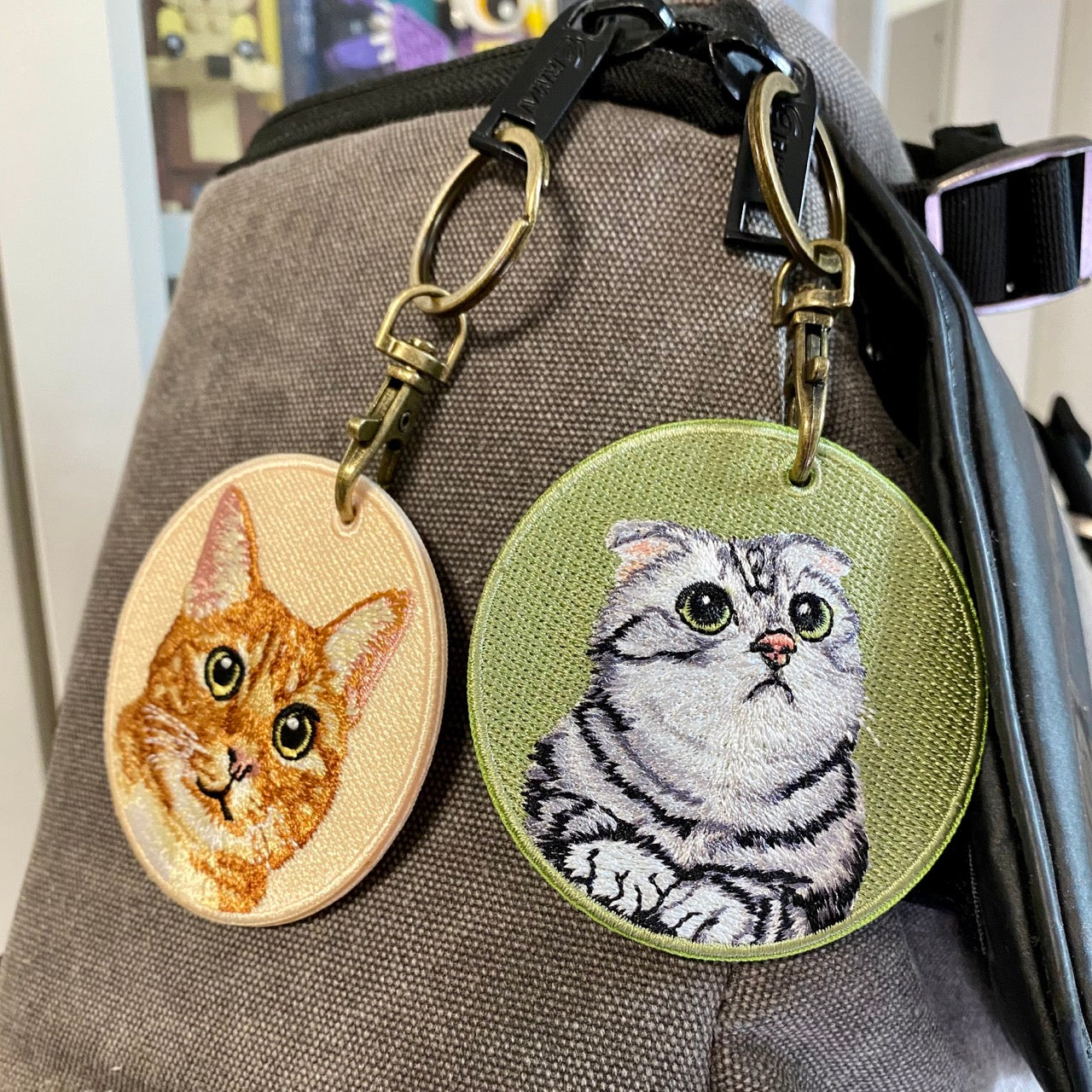 Cute Double-Sided Embroidered Cat Charms
