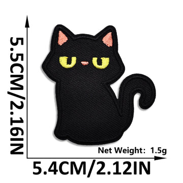sophisticated judgy stare void cat whimsical embroidered stick-on patch