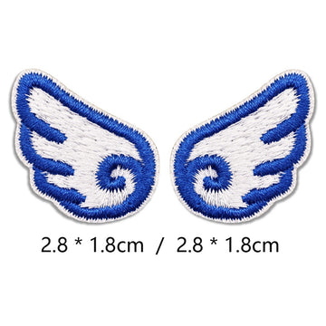 royal azure mini angel wings embroidered stick-on patch