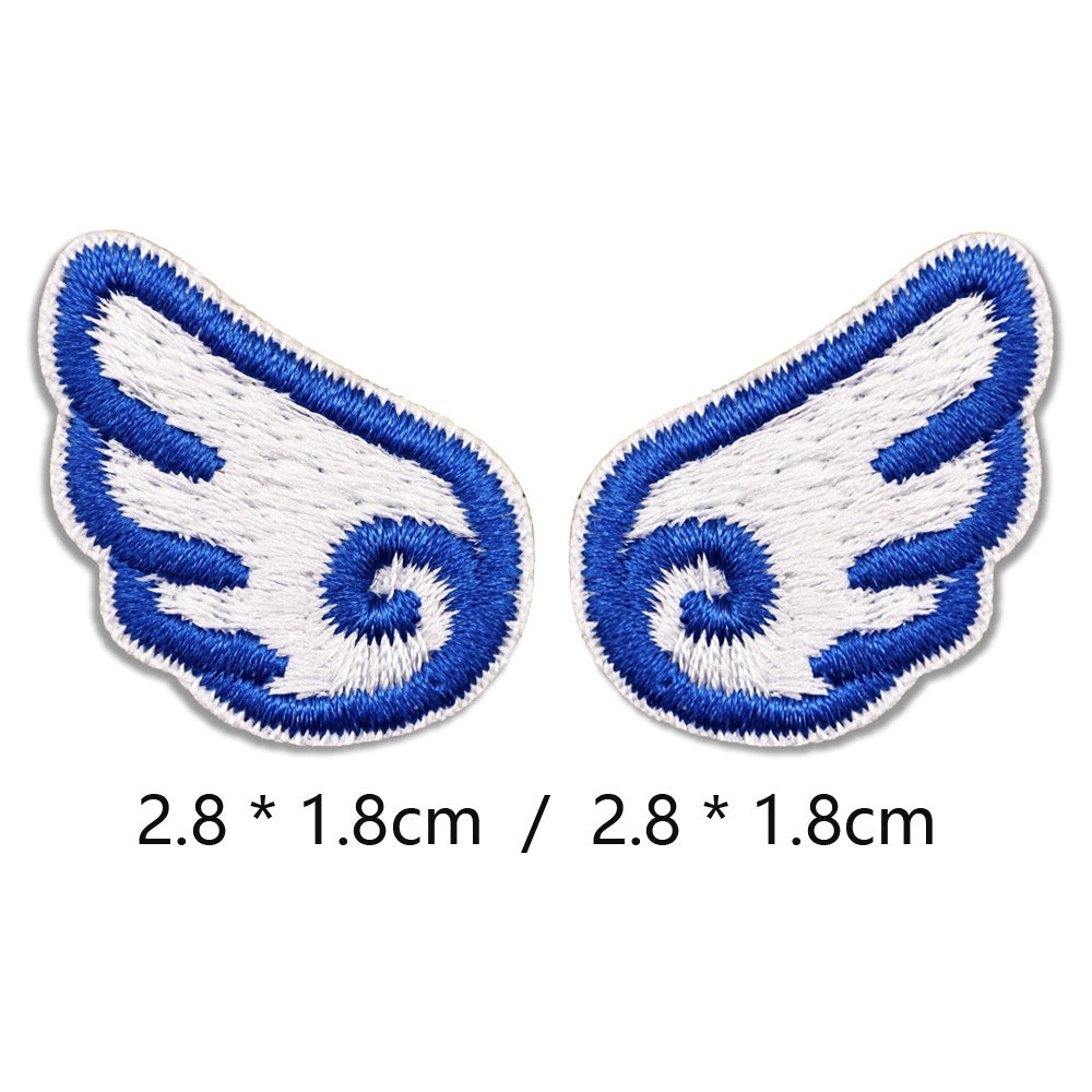 royal azure mini angel wings embroidered stick-on patch