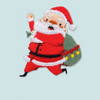 christmas holiday embroidered stick-on patches — santa claus reindeer and stocking set of eight