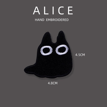 Big-Eyed Black Cat Patches(Stick-On)