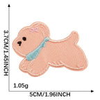 blush pink pup with blue bow tie birthday party embroidered stick-on patch