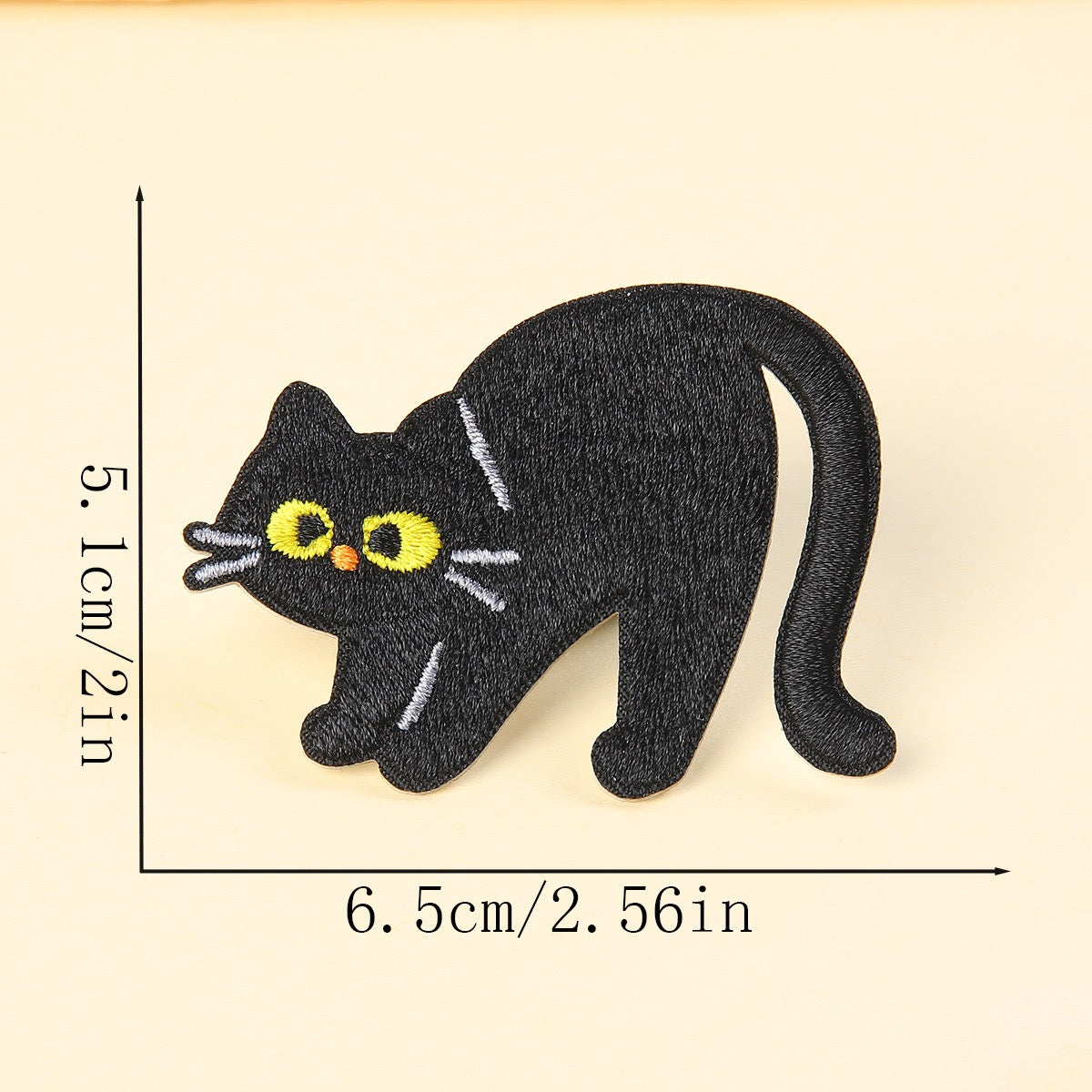 arched back halloween black cat embroidered stick-on patch — classic silhouette