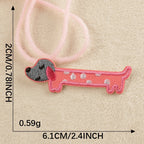 rose pink polka dot dachshund embroidered stick-on patch