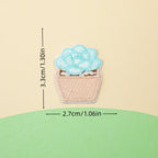 beige pot mint blue succulent embroidered stick-on patch — unexpected mint blue plant