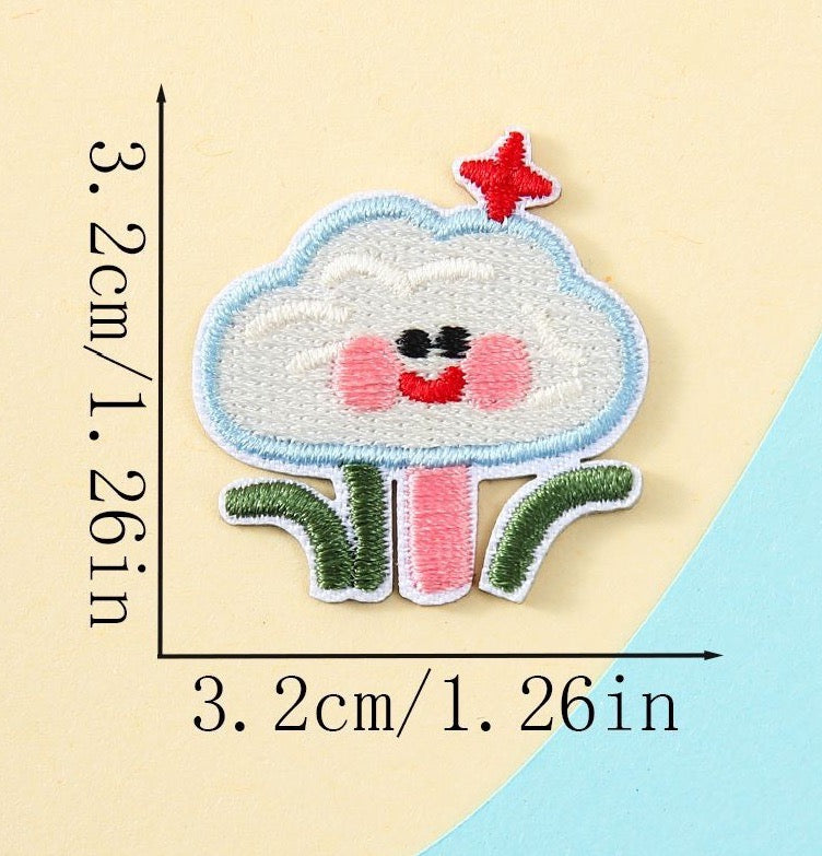 blushing cloud mushroom pastel kawaii embroidered stick-on patch