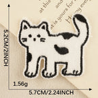 walking tuxedo cat kawaii black and white embroidered stick-on patch