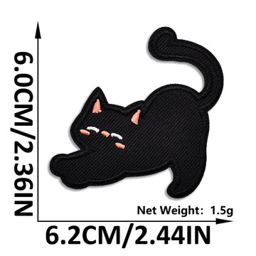 dramatic morning stretch void cat whimsical embroidered stick-on patch