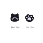 cat face and paw set black kitty embroidered stick-on patch