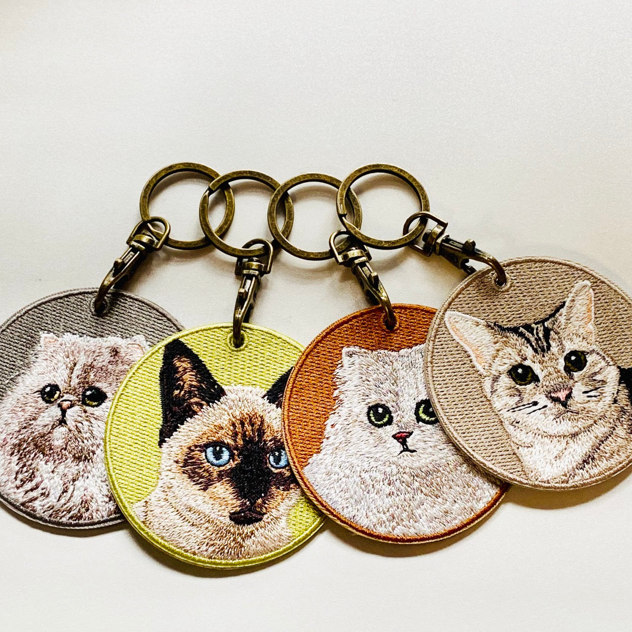 Cute Double-Sided Embroidered Cat Charms