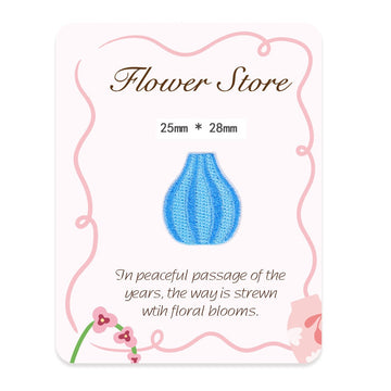 ocean blue ribbed vase ceramic vase embroidered stick-on patch
