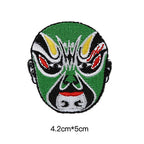emerald rebel Peking Opera face mask embroidered stick-on patch
