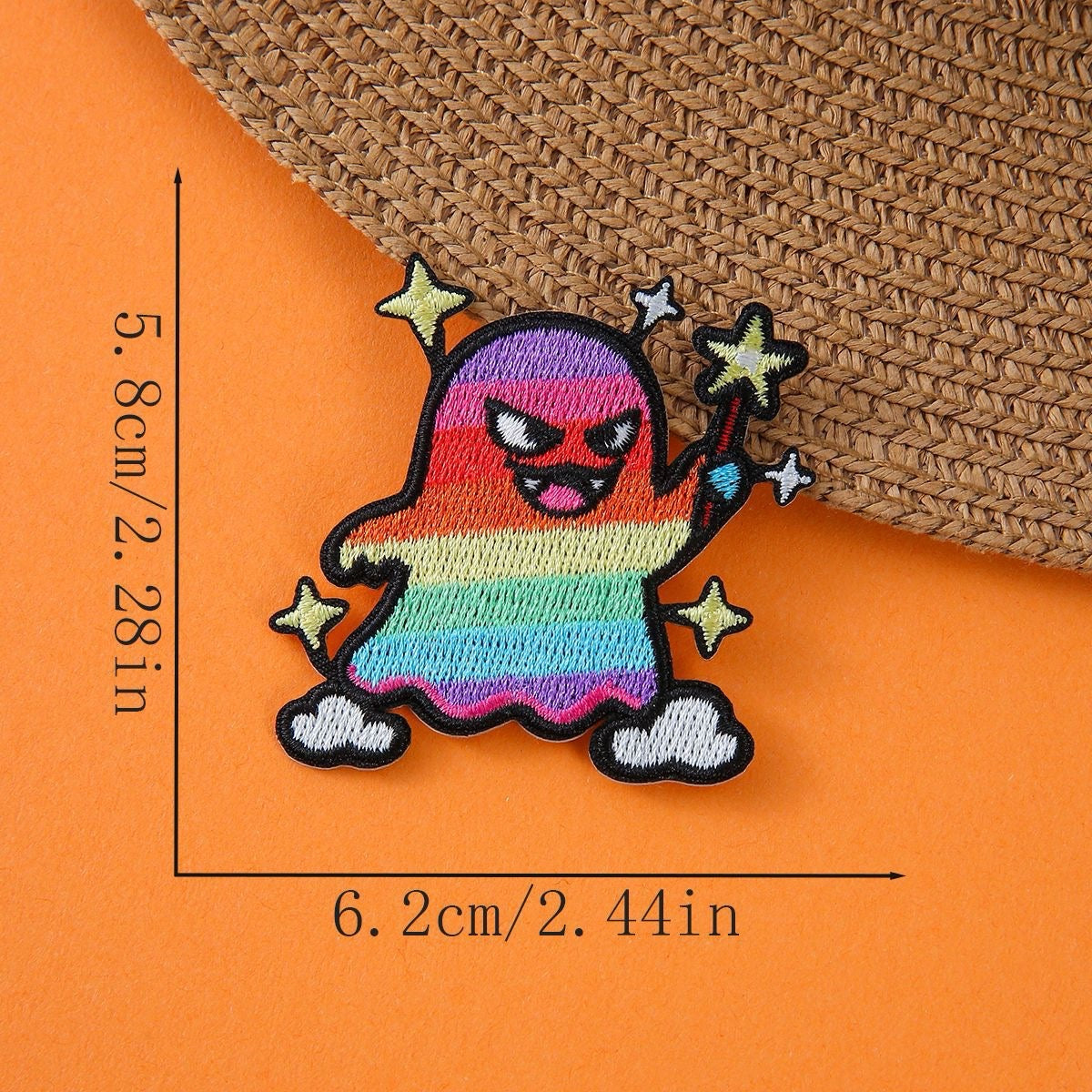 rainbow wizard ghost halloween embroidered stick-on patch