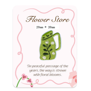 sage green garden pitcher ceramic vase embroidered stick-on patch