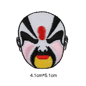 classic red integrity Peking Opera face mask embroidered stick-on patch