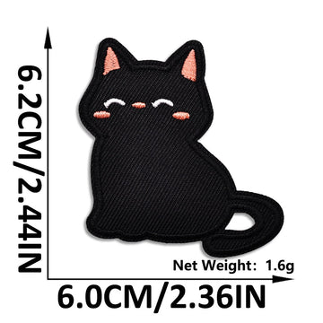 serene blissful smile void cat whimsical embroidered stick-on patch