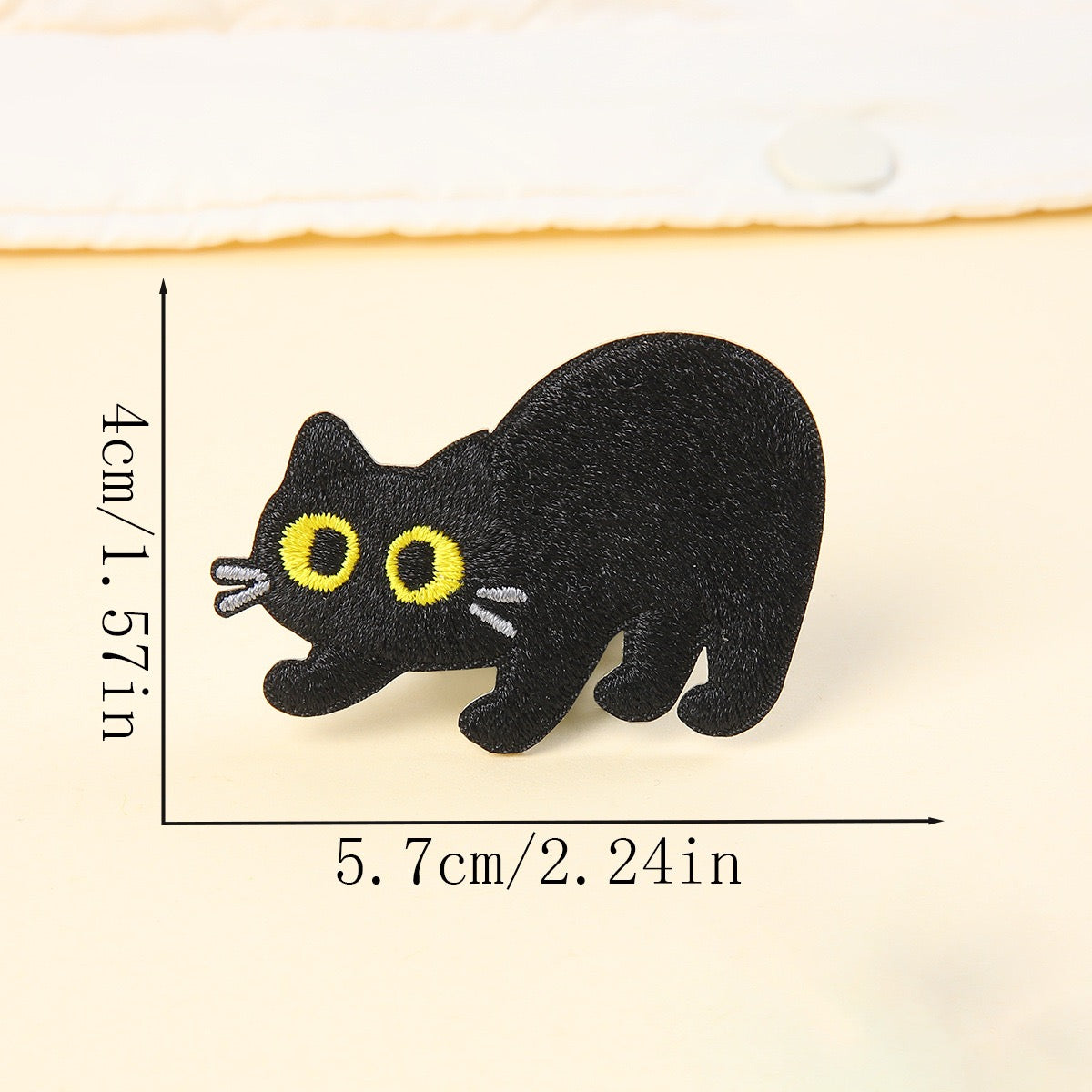 prowling sneaking black cat embroidered stick-on patch — low to the ground