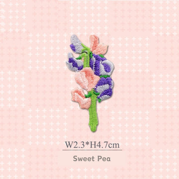 sweet pea embroidered stick-on patch