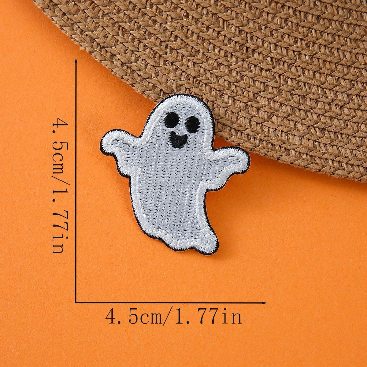 classic friendly ghost halloween embroidered stick-on patch