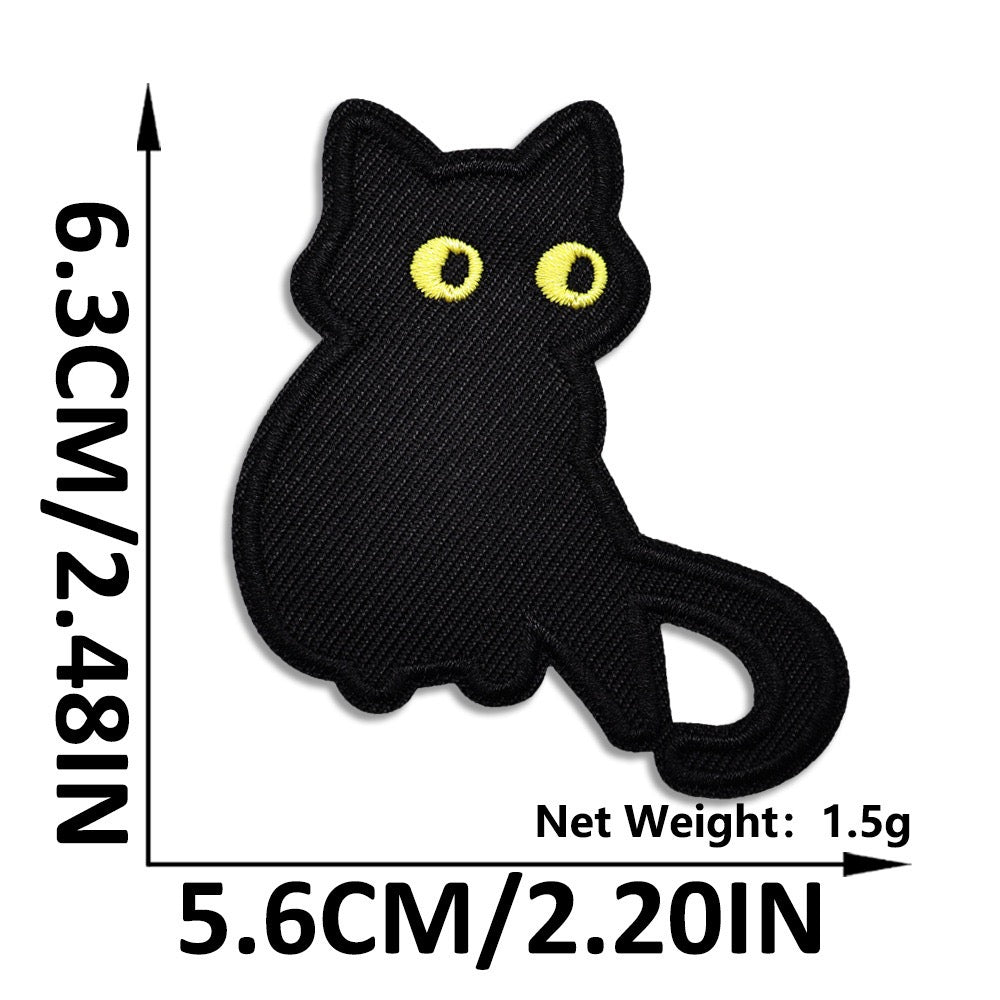 puzzled side-eye kitty void cat whimsical embroidered stick-on patch