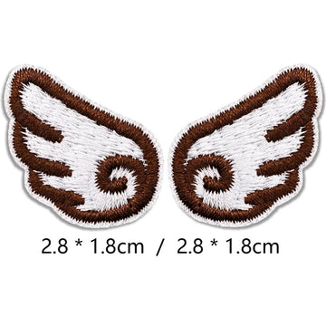 earthy cocoa mini angel wings embroidered stick-on patch