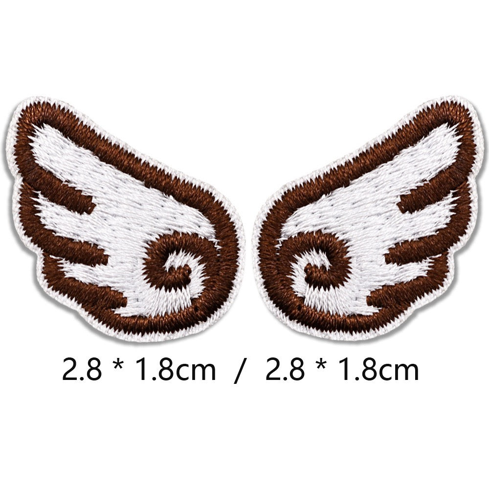 earthy cocoa mini angel wings embroidered stick-on patch