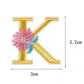 Flower and Alphabet Embroidered Patches - CheerCove