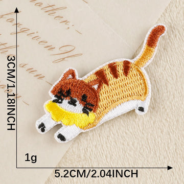 long orange tabby with yellow scarf whimsical embroidered stick-on patch