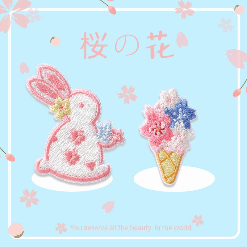 Cherry Blossom Rabbit Embroidered Patches - Multiple Designs Available - CheerCove